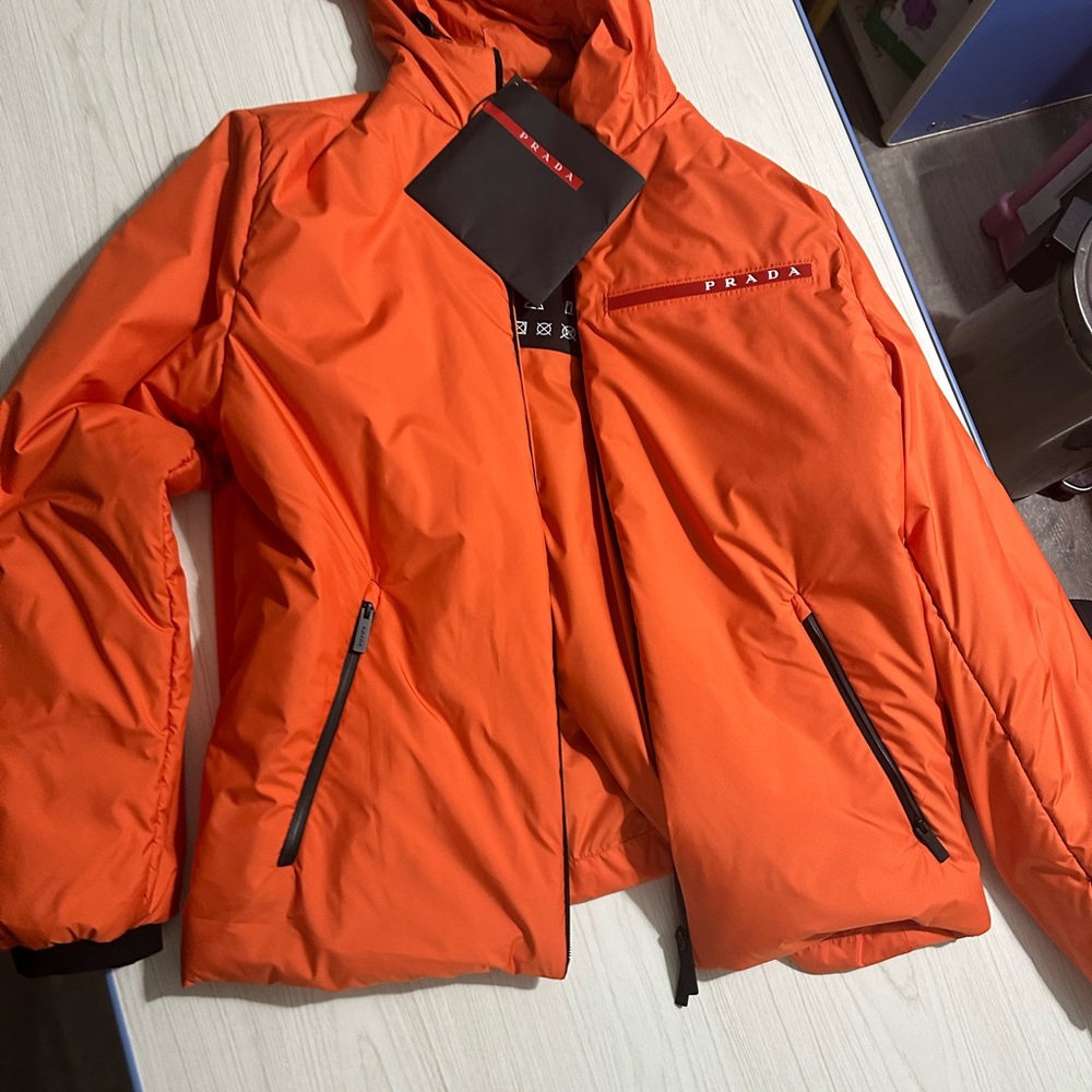 Prada Vibrant Orange Jacket with Black Accents